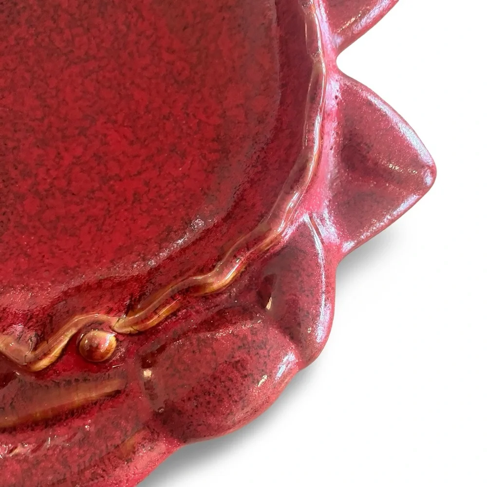 Red Ceramic Crab Shaped Serving Platter